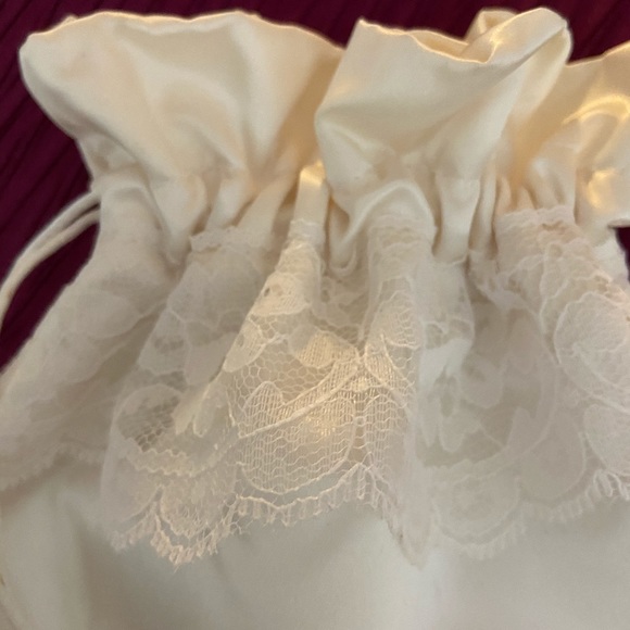 Satin Bridal Wedding Small Money Bag (off white) - Picture 2 of 3